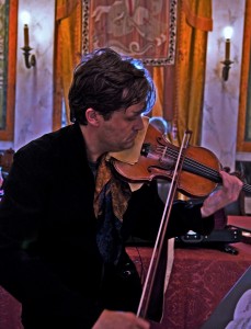 Rehearsing on Paganini's del Gesu 'the Cannon'. Genoa 2007. Photo Richard Bram