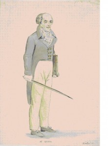 Viotti as musical director, his ‘bow of cotton’ firmly grasped in his ‘arm of Hercules’. The bow in this picture is not a modern ‘Tourte-model’ but a long earlier type. Perhaps Viotti preferred to not use the Tourtes, with their ‘fini precieux’ for the more risky business of directing. Berlioz recalled Habeneck’s willingness to break his bow in frustration, so perhaps conductors reserved their finer instruments for concertantes. 