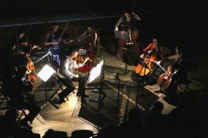 Mihailo Trandafilovski-Diptych (PSS with the composer, Aisha Orazbayeva, Preetha Narayaran, Alice Barron, Diana Matthews, Shulah Oliver, Rachel Meerloo, Val Welbanks, Evie Heyde). Photo: Marius Skaerved