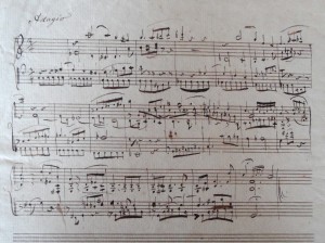 Bull's short score of the opening of Mozart's 'Dissonance' Quartet