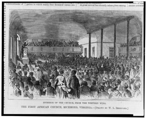 First African Baptist Church, Richmond, Virginia—Interior of the church, from the western wing William Ludwell Sheppard, artist. Published in 1874
