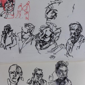 Unlike many people, it seems, I love the Underground, and most especially the people on it. I have been drawing them, or rather, taking notes on them, ever since I was a teenager. Last night, on the way to rehearse Mozart. 15 minutes on the Jubilee line. 24 3 16