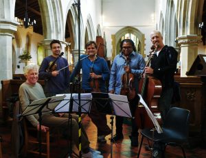 With David Matthews and my friends from the quartet. MihailoTrandafilovski, Clifton Harrison, Neil Heyde. Aldbury Parish Church 30 6 16