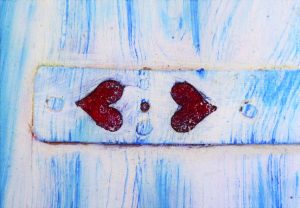 Decorated intertior of the C19th violin cased containig the 1860 Hardanger violin